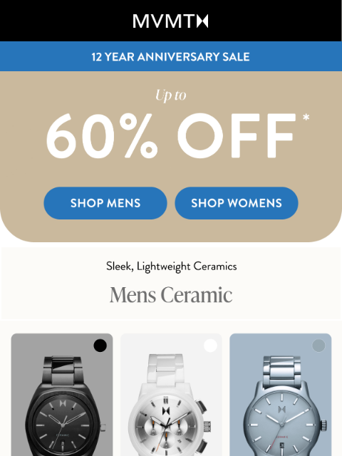 mvmt newsletter: Anniversary Sale: Get up to 60% off Sitewide