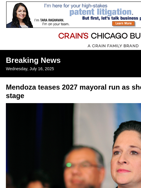 crainalerts newsletter: Susana Mendoza teases mayoral run