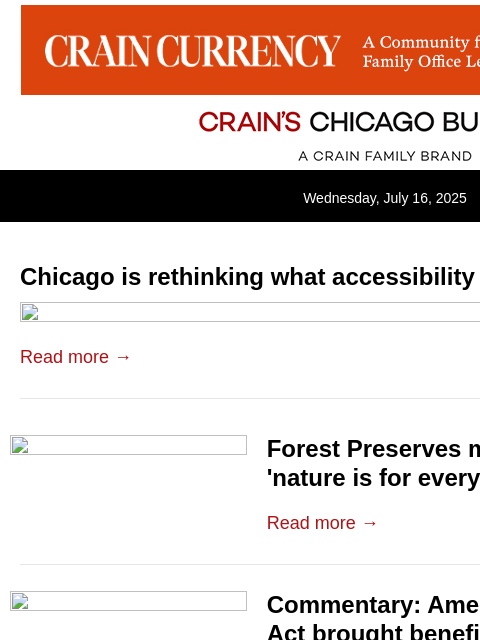 crainalerts newsletter: Chicago's evolving approach to accessibility