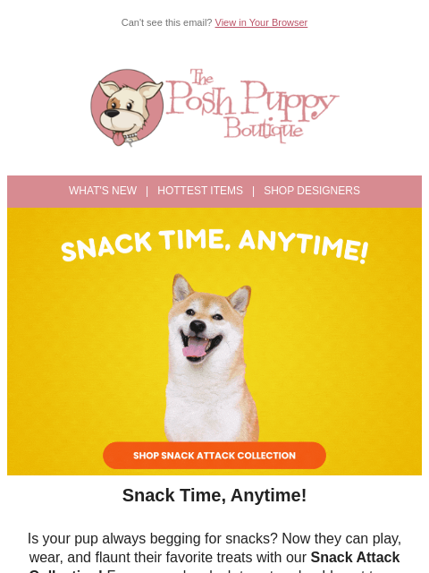 poshpuppyboutique newsletter: 🍟 Your Pup’s Cravings Answered: Snack Attack Coll...