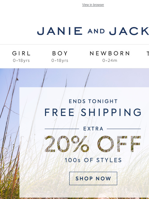 janieandjack newsletter: Up to 60% off + last day for free shipping