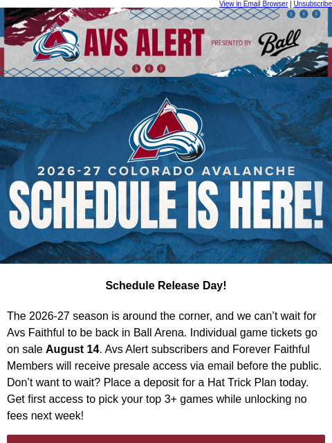 thecoloradoavalanche newsletter: 🏔️2026-27 Schedule is Here!