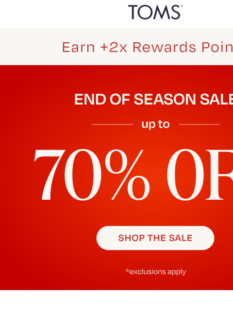 toms newsletter: Find Your Size and Save Up to 70%