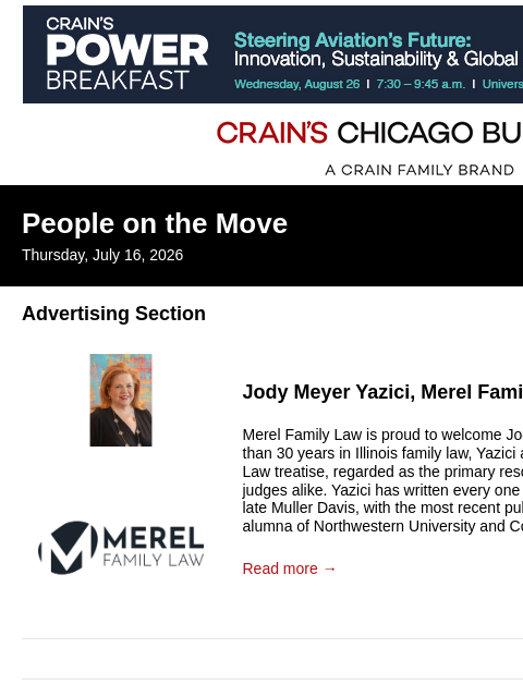 crainalerts newsletter: Crain's Chicago Business - People on the Move