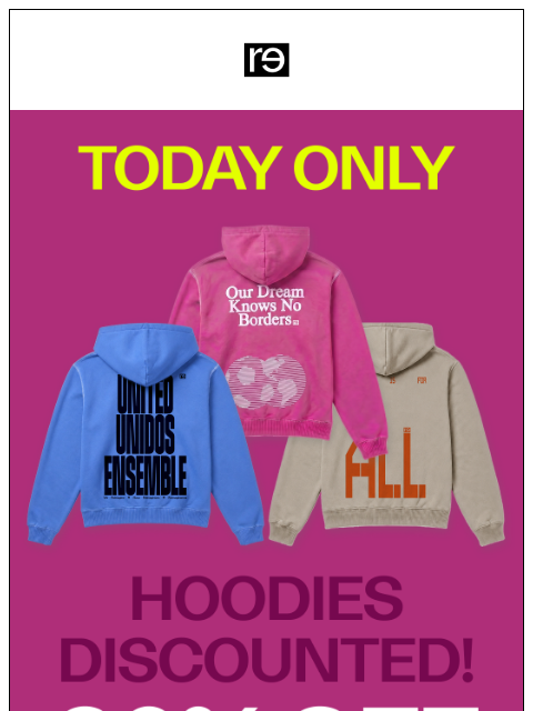 re-website newsletter: Hoodies on SALE!