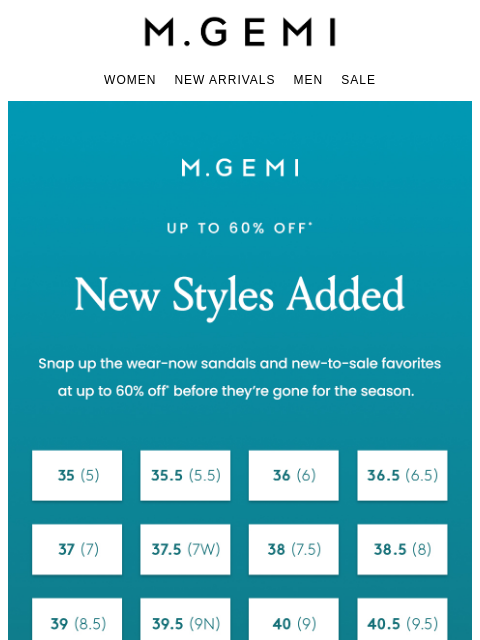 mgemi newsletter: New Styles Added To Sale!
