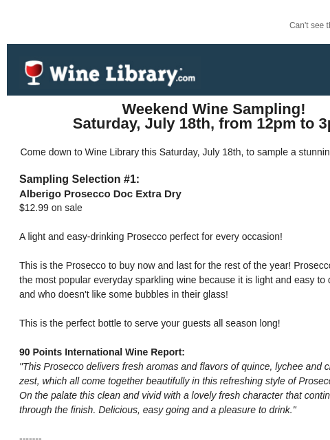 winelibrary newsletter: Stop in this Saturday to sample a remarkable line-...