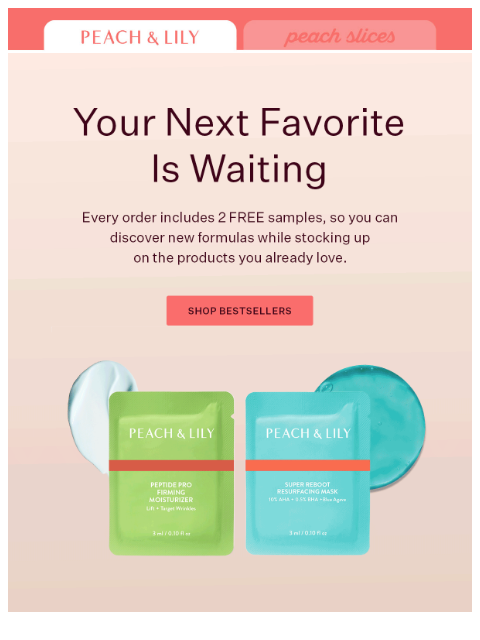 peachandlily newsletter: Don't forget your free samples