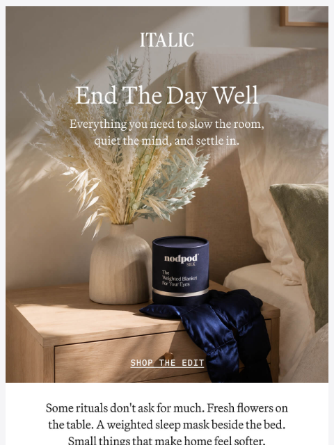 italic newsletter: Back in Stock: Weighted Silk Sleep Masks