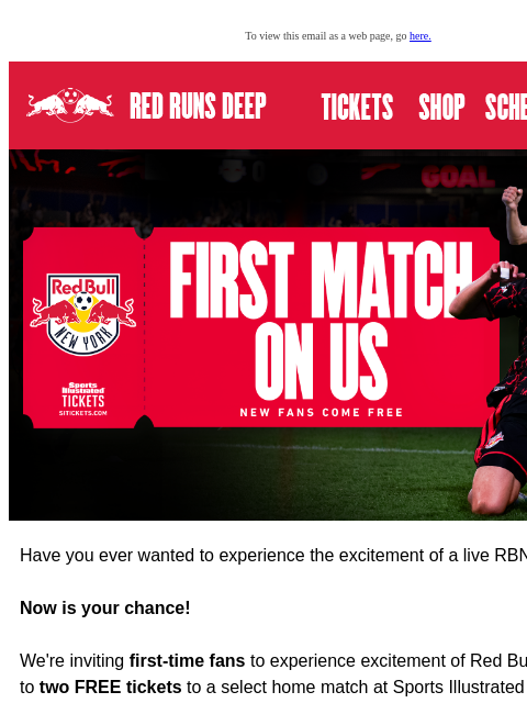 newyorkredbulls newsletter: 🚨Your First Red Bull Match Is on Us!