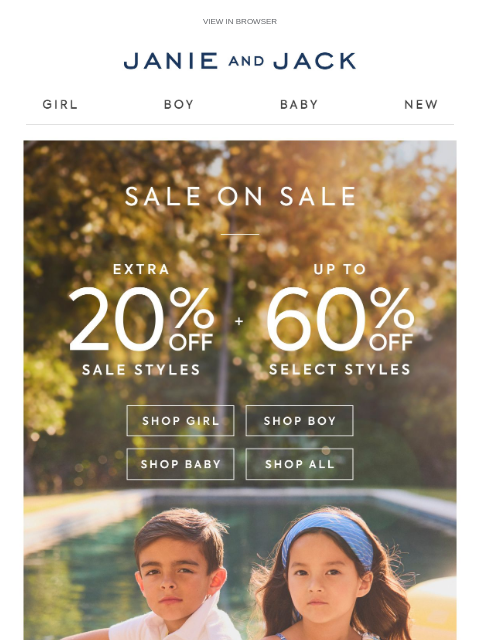 janieandjack newsletter: New to sale + extra to 20% off