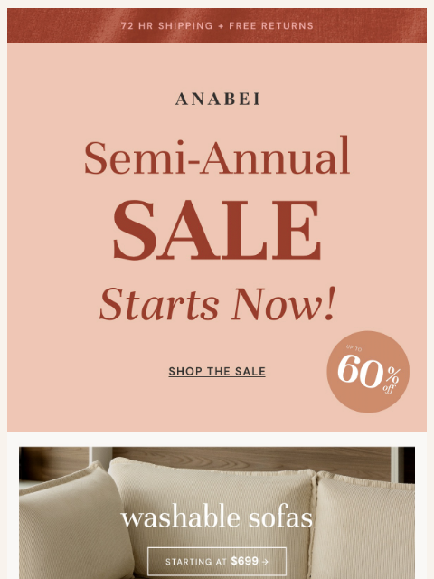 anabei newsletter: The Semi-Annual Sale Starts Now 🎉