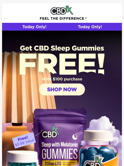 cbdfx newsletter: Summer Snooze Fest: FREE travel-size CBD Sleep Gum...