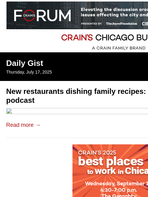 crainalerts newsletter: New restaurants dishing family recipes: Crain's Da...