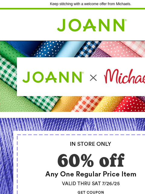 joann newsletter: 👋 Say hello to your new go-to yarn shop. 🧶