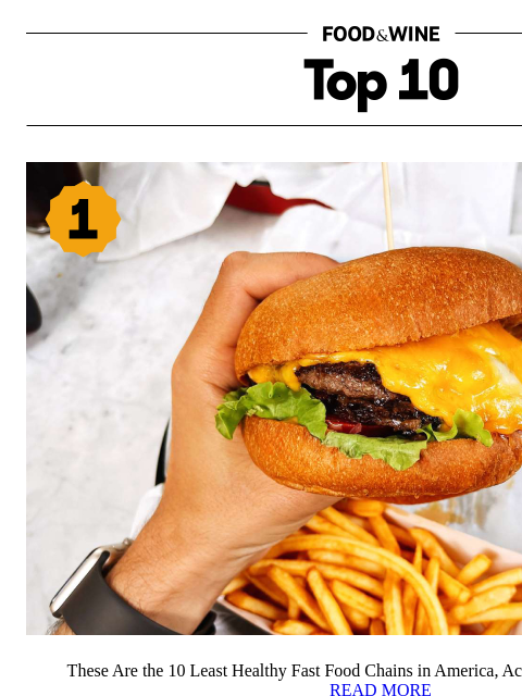 foodandwine newsletter: 10 Least Healthy Fast Food Chains in America