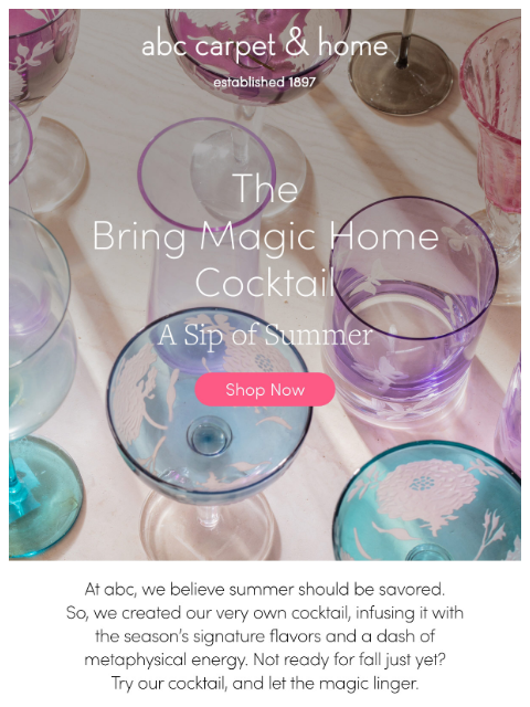 abchome newsletter: Crystal-infused cocktails? Yes, please!