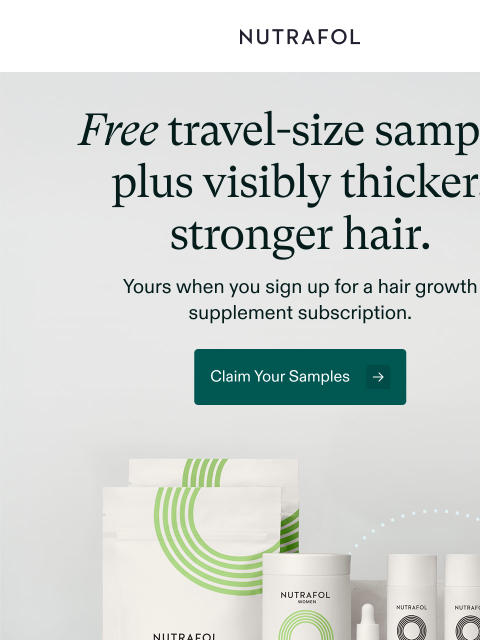 nutrafol newsletter: Limited time: Free travel-size samples.