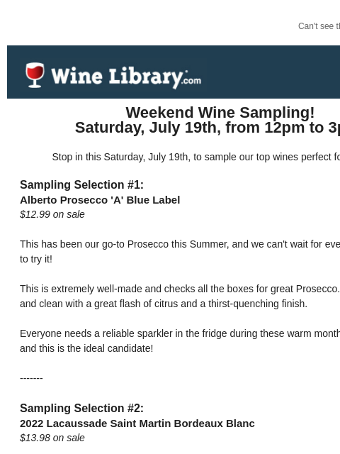 winelibrary newsletter: 96 point Pinot Noir at our sampling table this Sat...