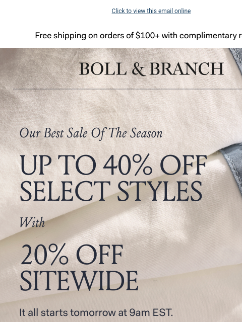 bollandbranch newsletter: Plan your buy: sale starts tomorrow