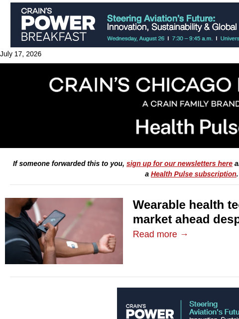 crainalerts newsletter: Wearable makers stay bullish