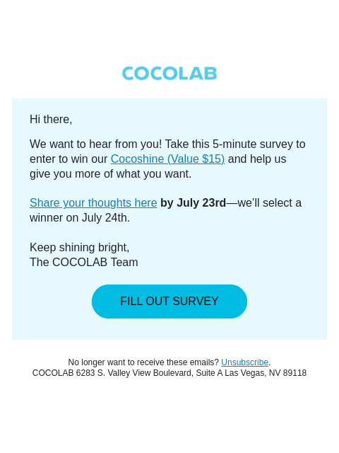 cocolab newsletter: Share your opinion + enter to win
