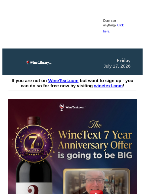 winelibrary newsletter: It's today! The WineText 7 Year Anniversary Offer ...