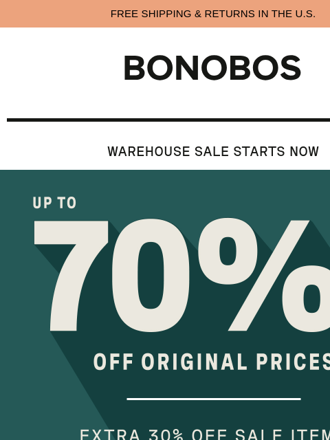 bonobos newsletter: Launched: Extra 30% Off Hundreds of Sale Items