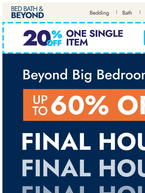 bedbathandbeyond newsletter: Last chance: Up to 60% off bedroom favorites