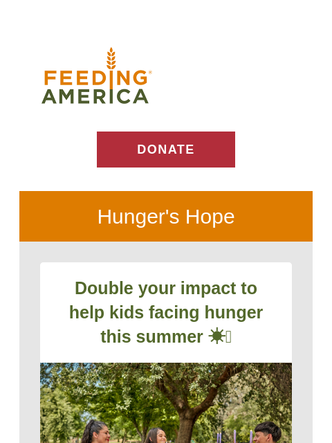 feedingamerica newsletter: 🚨No school = no meals for kids🚨