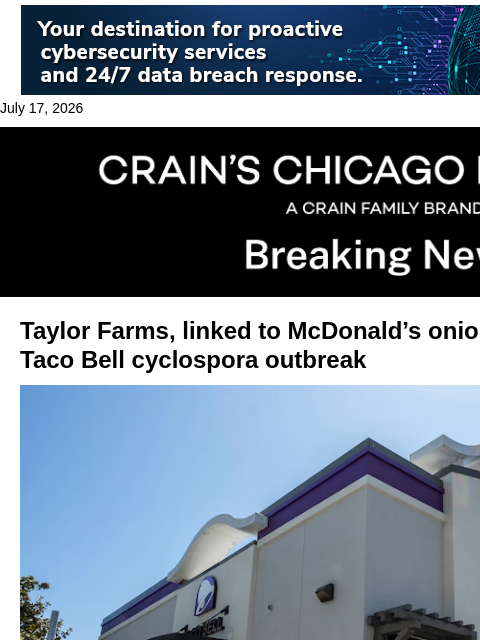 crainalerts newsletter: Taylor Farms, linked to McDonald's E. coli probe, ...