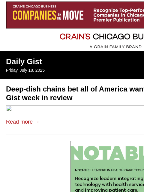 crainalerts newsletter: Deep-dish chains bet all of America wants a slice:...