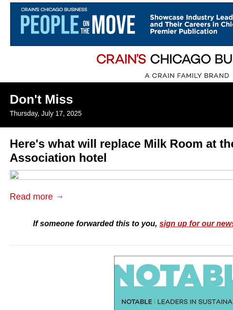 crainalerts newsletter: Omakase dining replaces Milk Room speakeasy