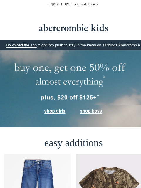 abercrombie newsletter: BOGO 50% OFF = easy summer dressing