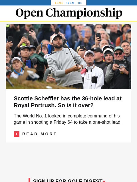 golfdigest newsletter: Major champ assessed two-shot Open penalty