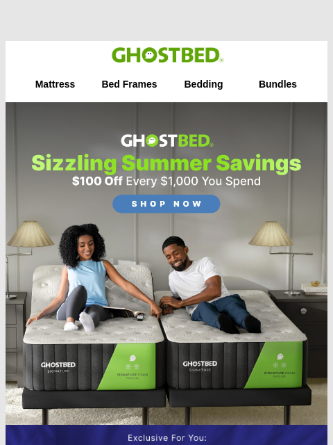 ghostbed newsletter: Sizzlin' Summer Sale 🔥