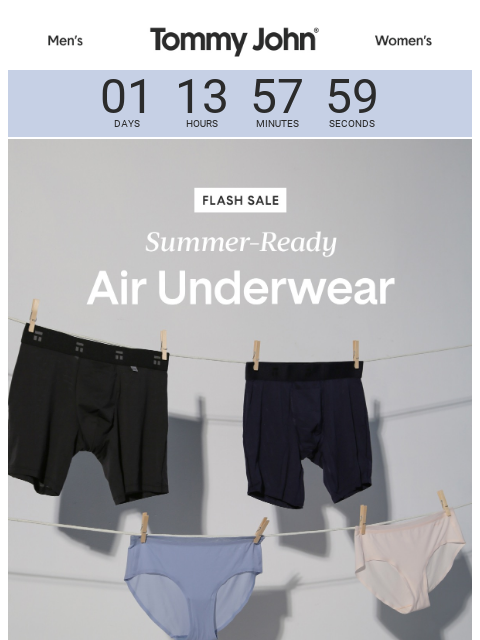 tommyjohn newsletter: WEEKEND FLASH SALE | Air Underwear For Him & Her