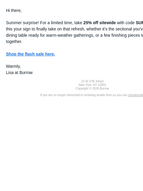 burrow newsletter: Your summer refresh just got 25% off