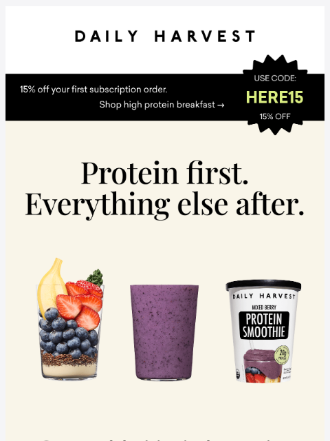 daily-harvest newsletter: Stay full. Start strong.