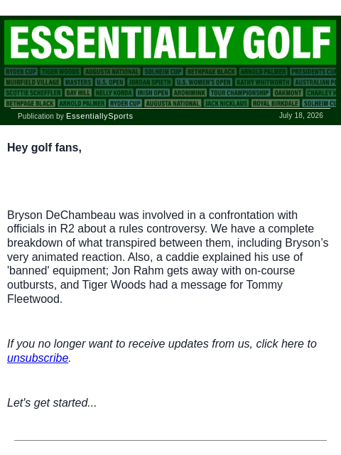 newsbreakexpress newsletter: Bryson Mocks R&A After Penalty