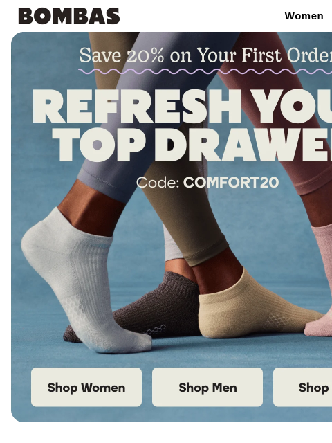 bombas newsletter: Stock Up with 20% Off