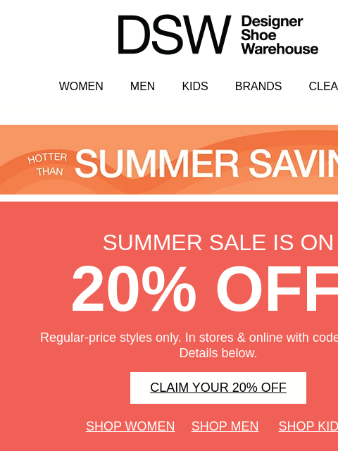 dsw newsletter: 20% off ends tonight!!!