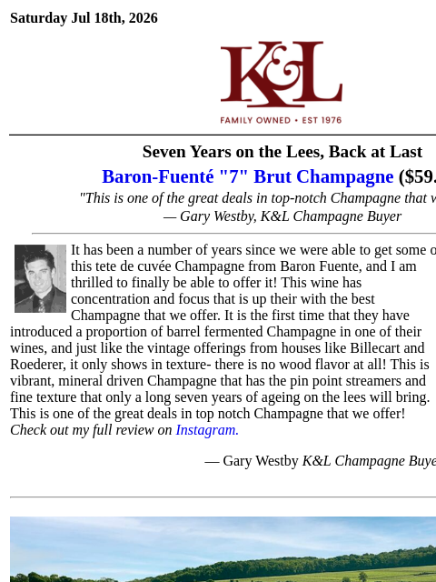 klwines newsletter: 93-Point Tête de Cuvée Champagne for $59.99