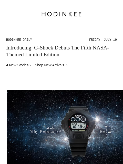 Today on Hodinkee... Introducing: G-Shock Debuts The Fifth NASA-Themed Limited Edition | Hodinkee Daily – Friday, July 19 | Introducing: G-Shock Debuts The Fifth NASA-Themed Limited Edition 4 New