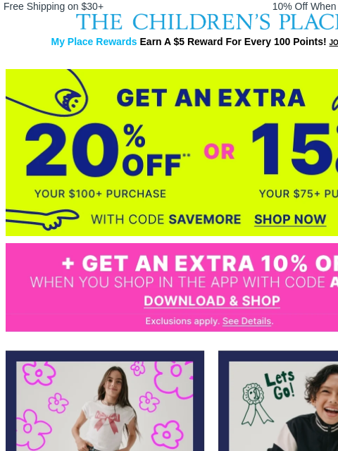 childrensplace newsletter: Open for $12 & Up DENIM ▶️!
