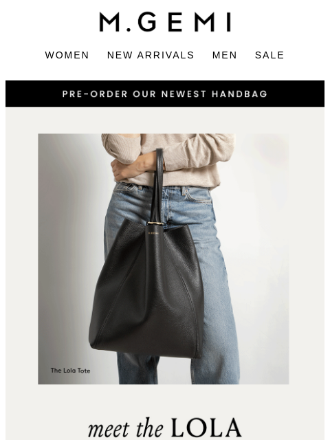 mgemi newsletter: Pre-Order Our NEW Handbag!