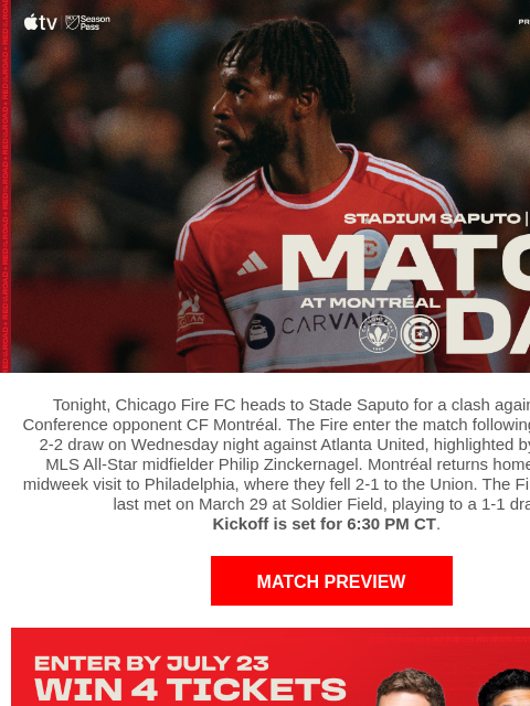 chicagofirefc newsletter: TONIGHT: Chicago Fire vs CF Montréal