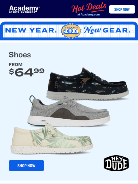 academy newsletter: HEYDUDE, Here’s Your Shoes