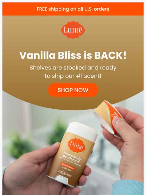 lumedeodorant newsletter: 🚨 Restock Alert: Vanilla Bliss Is Yours!