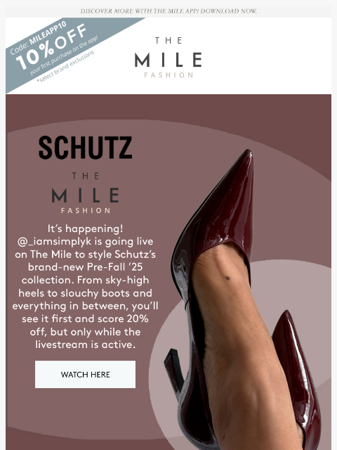 orchardmile newsletter: 🎉 20% OFF Schutz — Live Today Only